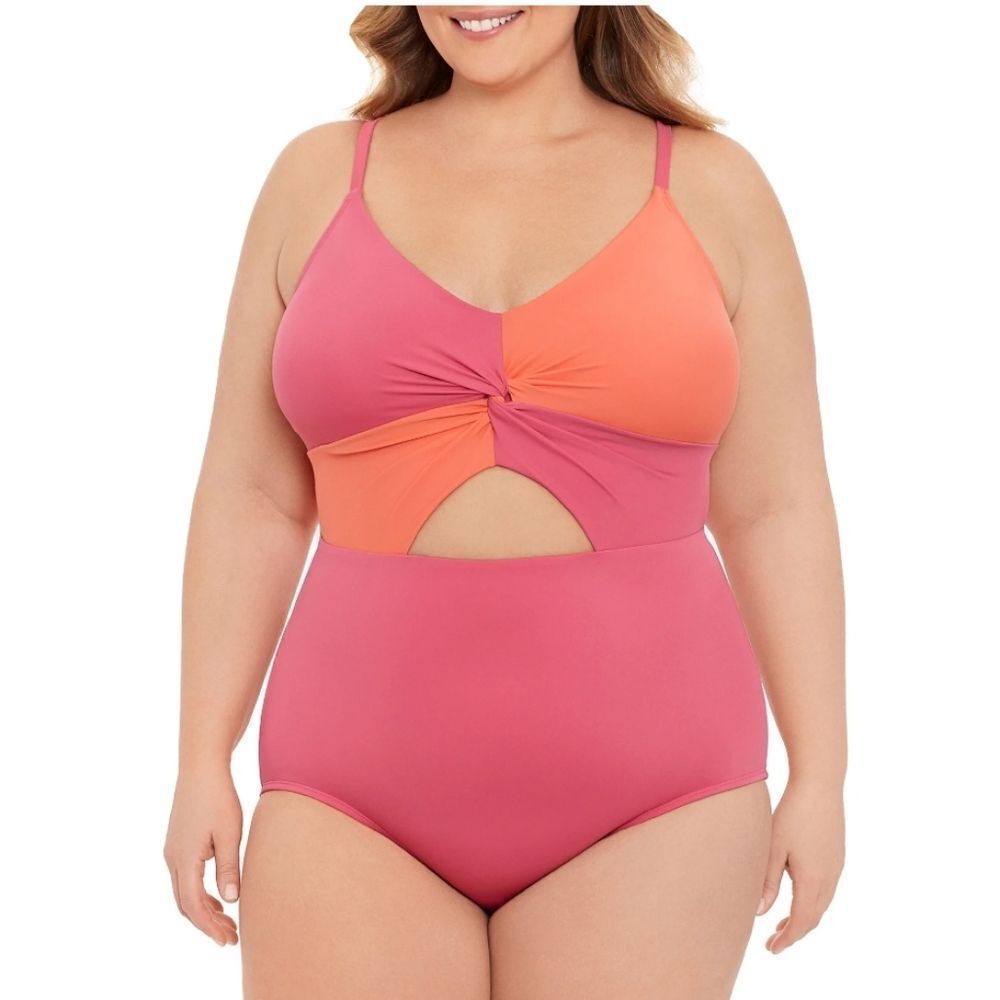 Time and Tru Medium Colorblocked One Piece Swimsuit - New